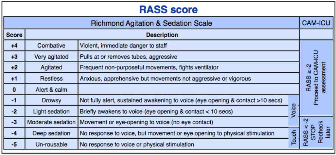 RASS score INTENSIVE